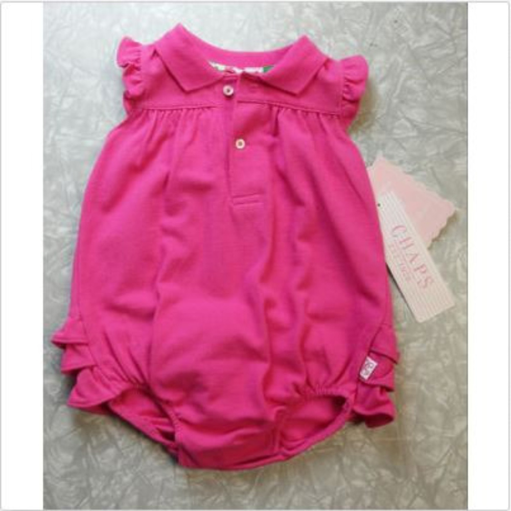 🆕Chaps ~ Pink Ruffled Collared Girl's 6 Months One-Piece Jumper Outfit